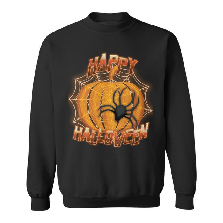 Happy Halloween Spiderweb Pumpkin Sweatshirt