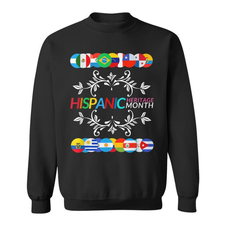 Happy Hispanic Heritage Month Latino Countries Flags  Men Women Sweatshirt Graphic Print Unisex