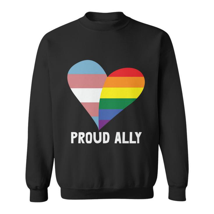 Heart Proud Ally Lgbt Gay Pride Lesbian Bisexual Ally Quote Sweatshirt