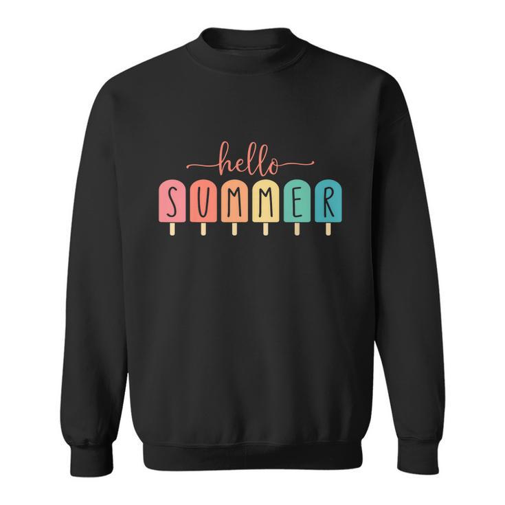 Hello Summer Vacation Ice Cream Popsicle Ice Lolly Sweatshirt