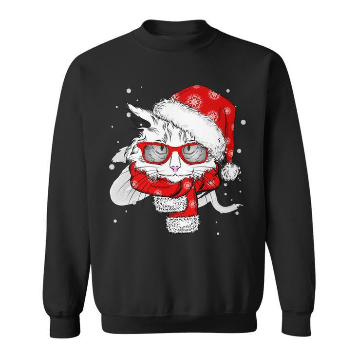 Hipster Christmas Cat Sweatshirt