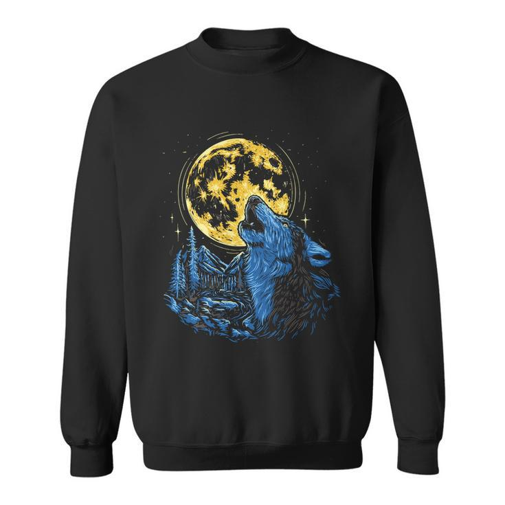 Howling Wolf Yellow Moon Sweatshirt
