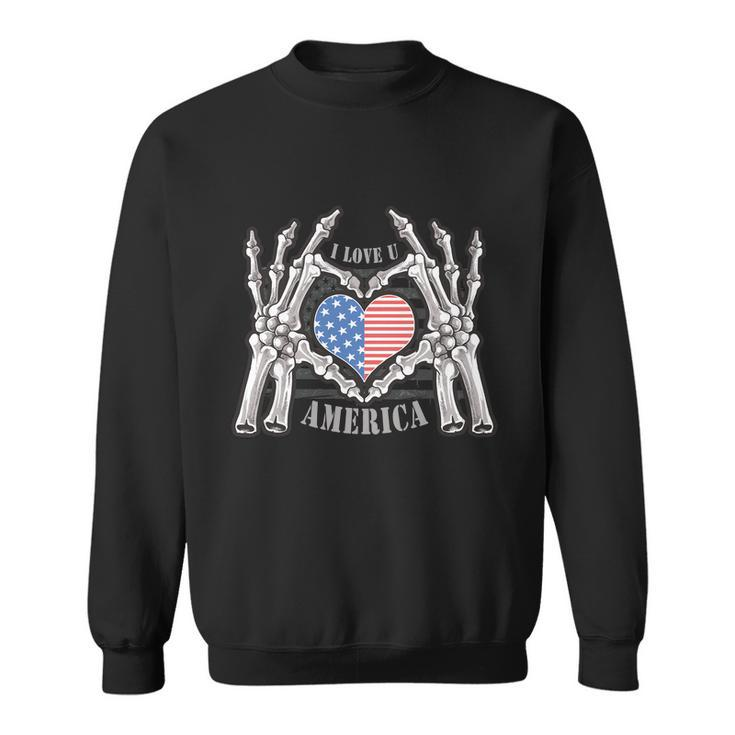I Love U America 4Th Of July American Flag Heart Sweatshirt