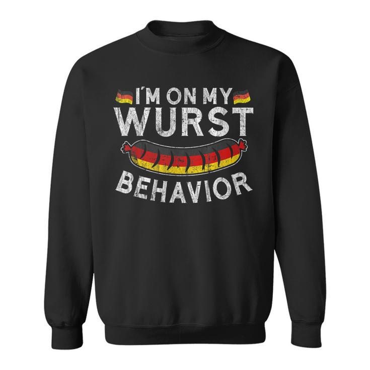 Im On My Wurst Behavior Funny German Oktoberfest Germany  Men Women Sweatshirt Graphic Print Unisex