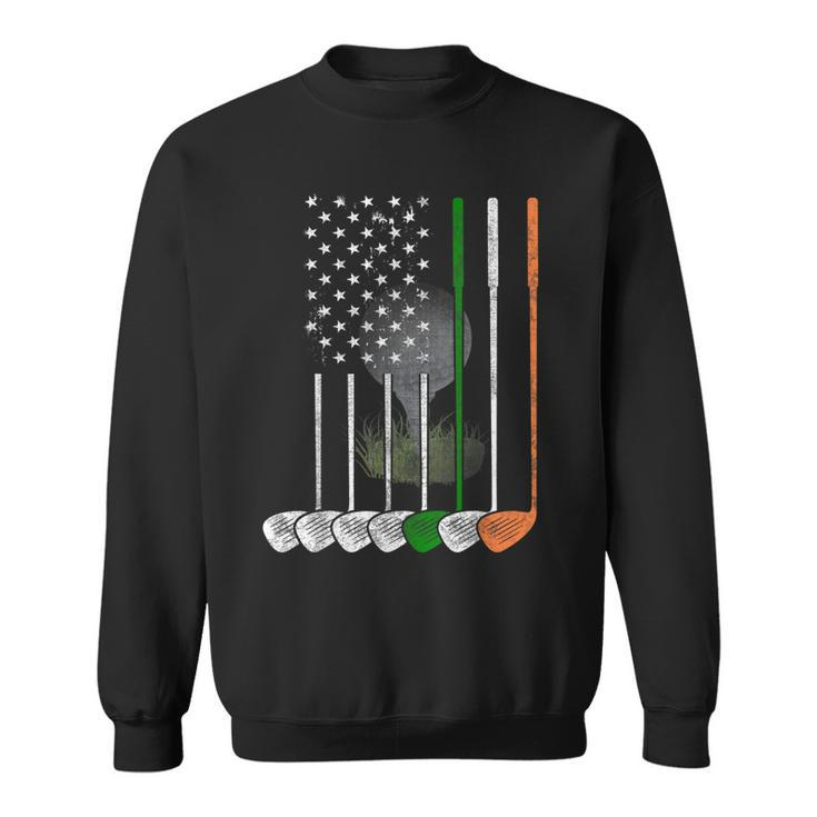 Irish American Flag Vintage Golf Flag St Patricks Day  Men Women Sweatshirt Graphic Print Unisex
