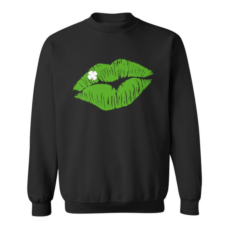 Irish Lips Kiss Clover St Pattys Day Graphic Design Printed Casual Daily Basic Sweatshirt