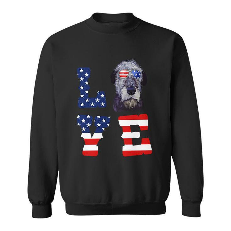 Irish Wolfhound Love Dog American Flag 4Th Of July Usa Funny Gift Sweatshirt