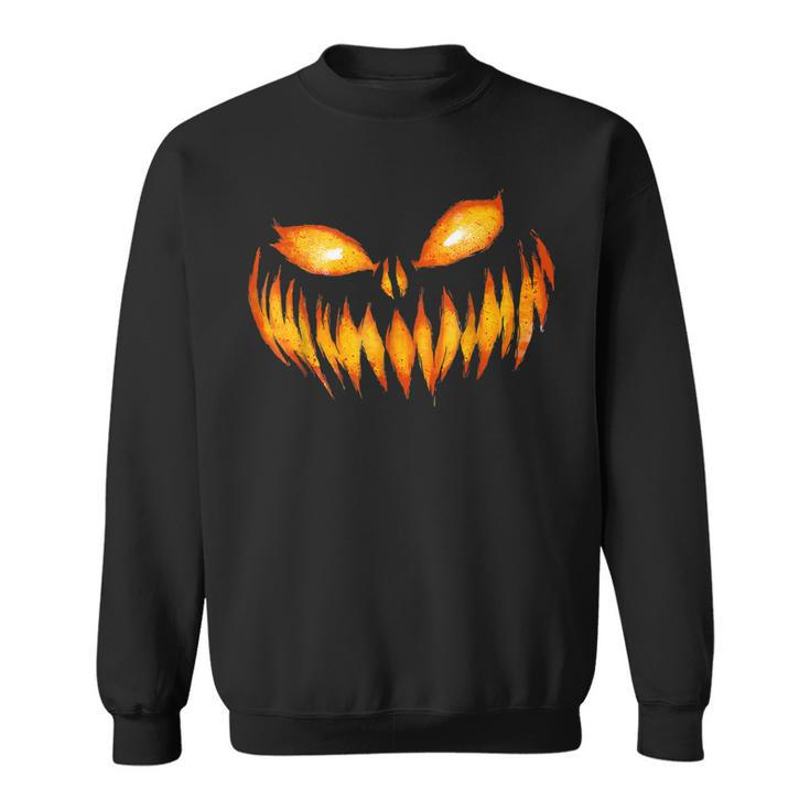 Jack O Lantern Scary Carved Pumpkin Face Halloween Costume  Men Women Sweatshirt Graphic Print Unisex