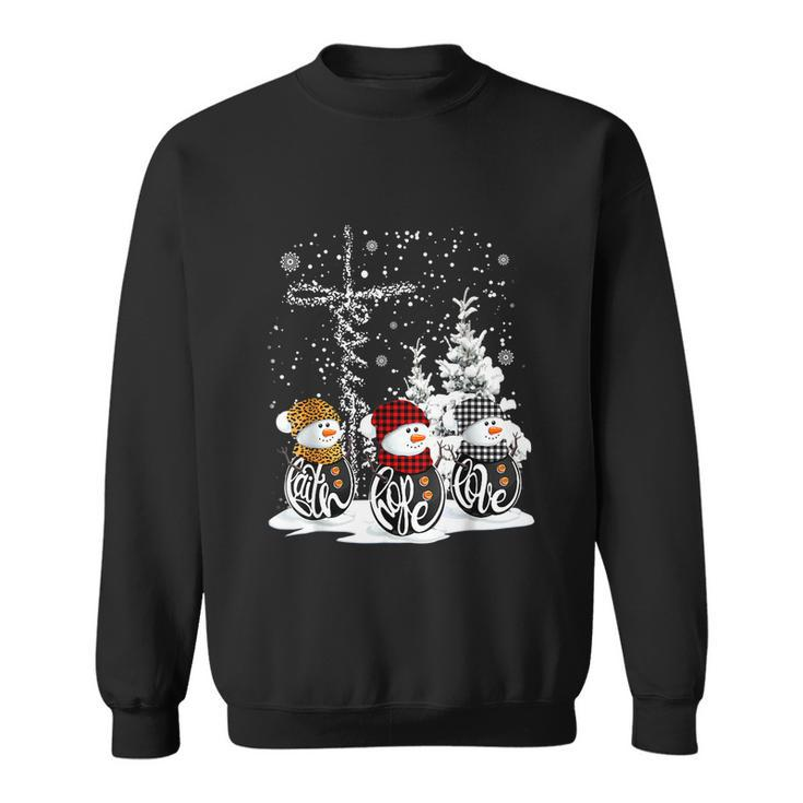 Jesus Faith Hope Love Snowman Funny Xmas For Christian Sweatshirt