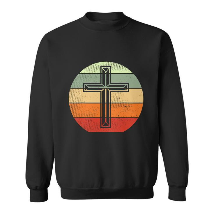 Jesus Retro Cross Christ God Faith Religious Funny Christian Sweatshirt