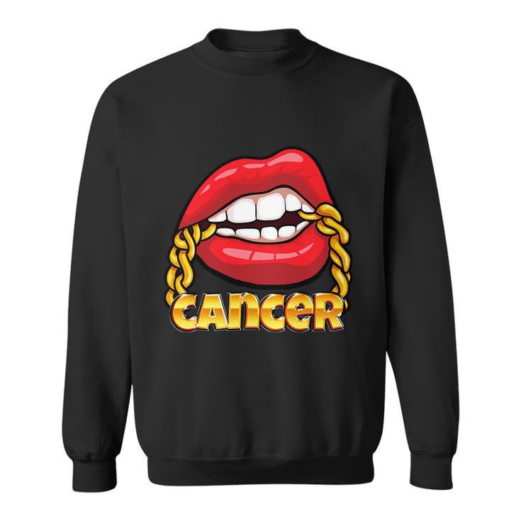 Juicy Lips Gold Chain Cancer Zodiac Sign Sweatshirt