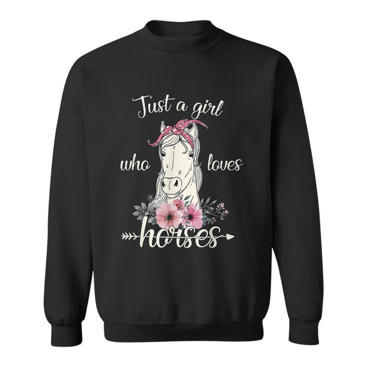 Just A Girl Who Loves Horses Cute Graphic Horse Graphic Design Printed Casual Daily Basic Sweatshirt