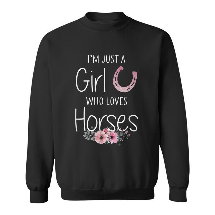 Just A Girl Who Loves Horses Horse Gifts For Girls Cute Graphic Design Printed Casual Daily Basic Sweatshirt
