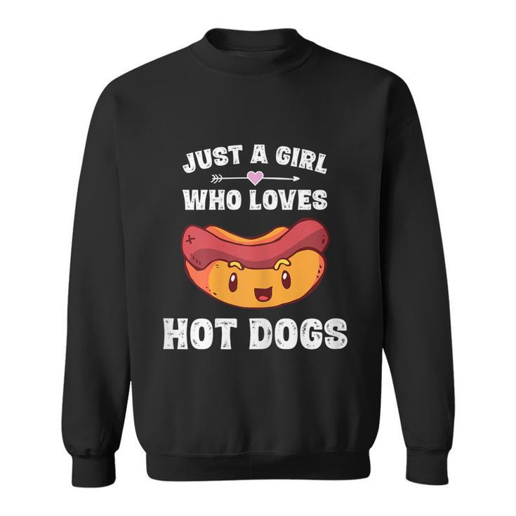 Just A Girl Who Loves Hot Dogs  Funny Hot Dog Graphic Design Printed Casual Daily Basic Sweatshirt