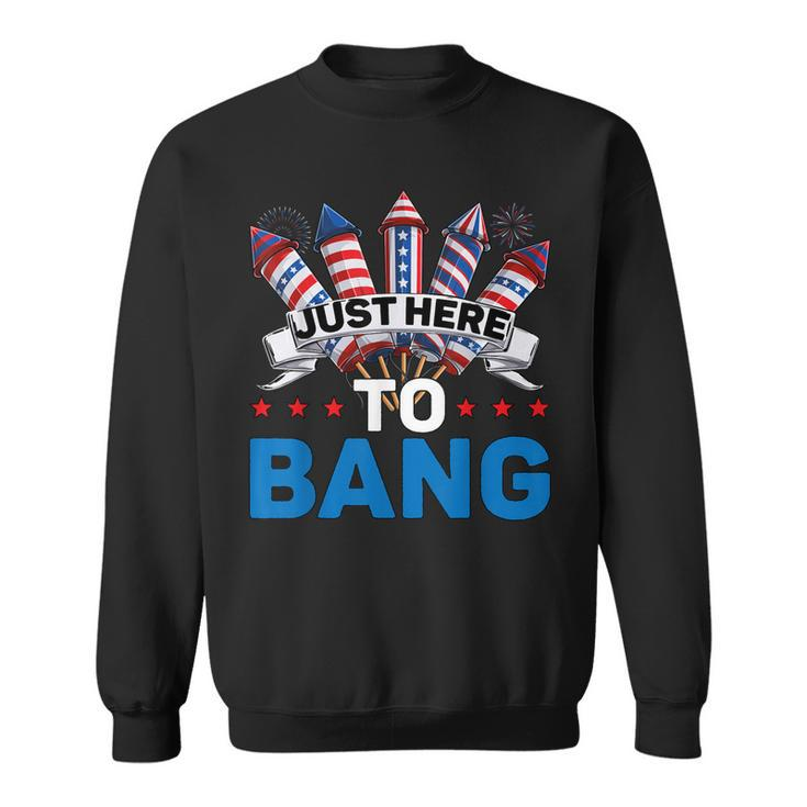 Just Here To Bang 4Th Of July Funny Firework Fourth July  Sweatshirt
