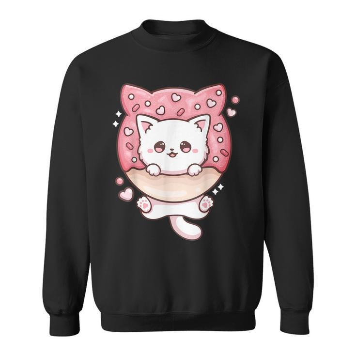 Kawaii Cat Donut Anime Lover Otaku  Men Women Sweatshirt Graphic Print Unisex