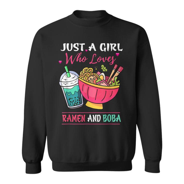Kawaii Just A Girl Who Loves Ramen And Boba Tea Bubble Milk Men Women Sweatshirt Graphic Print Unisex