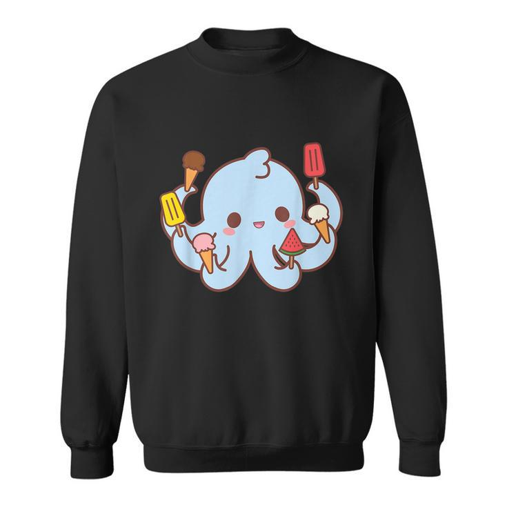 Kawaii Octopus Tako Ice Cream Lover Popsicle Watermelon Cute Graphic Design Printed Casual Daily Basic Sweatshirt