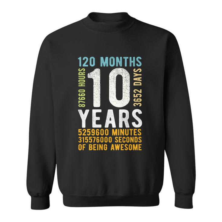 Kids 10Th Birthday Gift 10 Years Old Vintage Retro 120 Months Sweatshirt