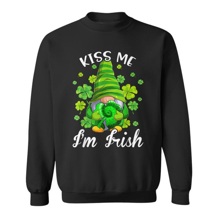 Kiss Me Im Irish Tie Dye Gnome St Patricks Day  Men Women Sweatshirt Graphic Print Unisex