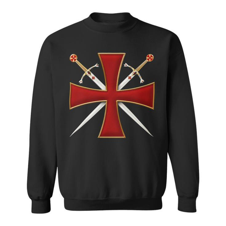 Knight Templar T Shirt-Cross And Sword Templar-Knight Templar Store Sweatshirt