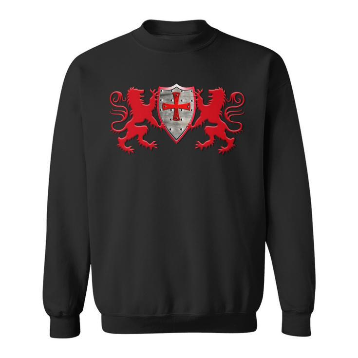 Knights Templar T Shirt - Two Lions And The Knights Shield Sweatshirt