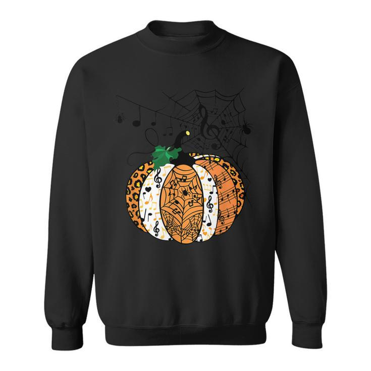 Leopard Pumpkin Music Teacher Funny Halloween Spooky Season  Sweatshirt