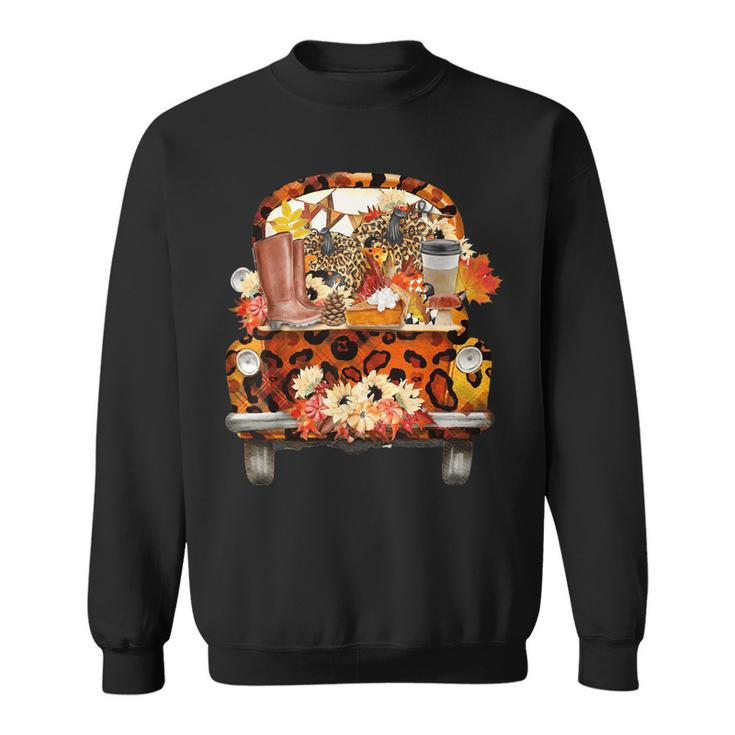 Leopard Pumpkin Truck Fall Autumn Thanksgiving Halloween  Sweatshirt