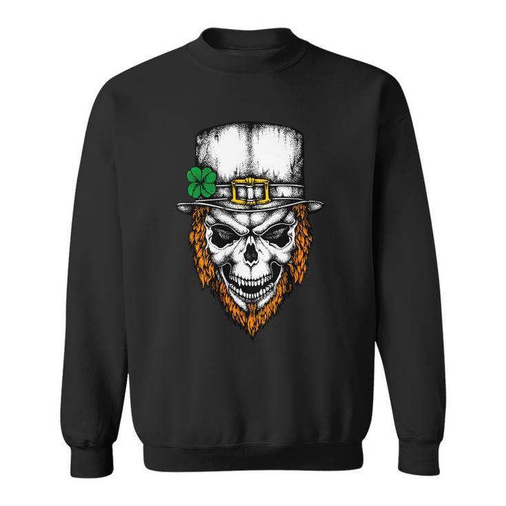 Leprechaun Irish Skull Skeleton Ginger Beard St Patricks Day Sweatshirt