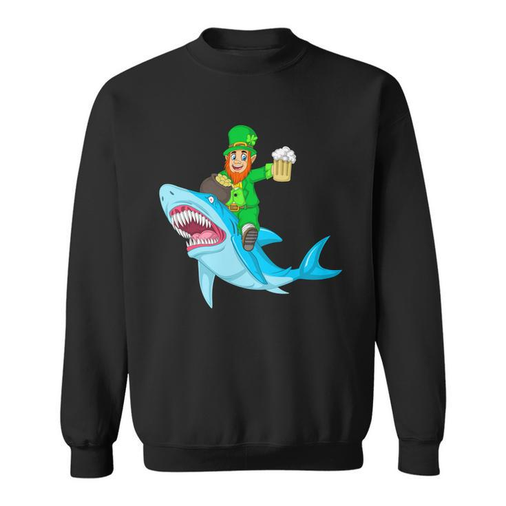 Leprechaun Riding Shark St Patricks Day Sweatshirt