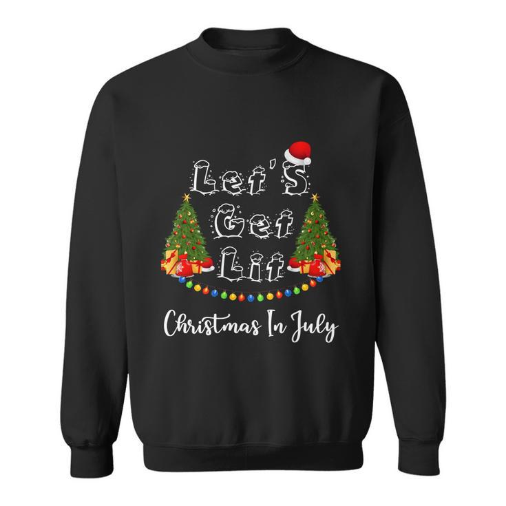 Lets Get Lit Christmas In July Christmas Tree Fleece Blanket Gift Sweatshirt