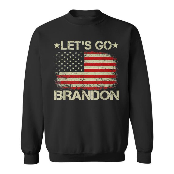 Lets Go Brandon Lets Go Brandon Vintage Us Flag Patriots  V2 Men Women Sweatshirt Graphic Print Unisex