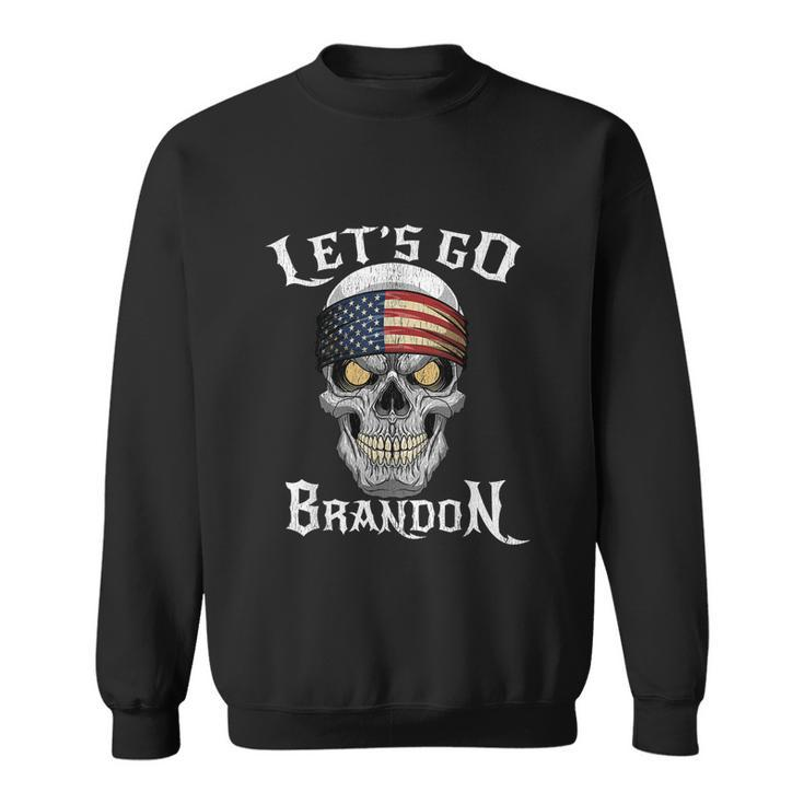 Lets Go Brandon Skull Head American Flag Conservative Tshirt Sweatshirt