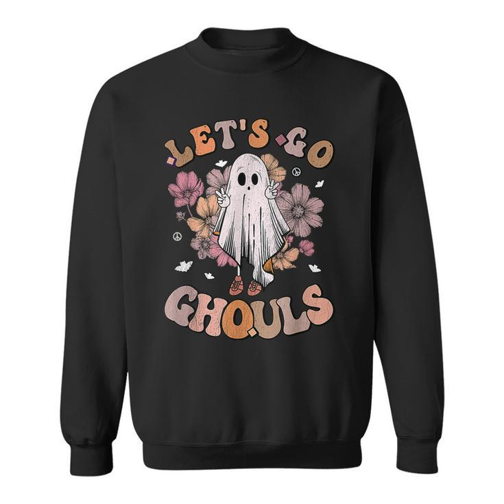 Lets Go Ghouls Ghost 70S Hippie Halloween Fall Retro Groovy  Men Women Sweatshirt Graphic Print Unisex