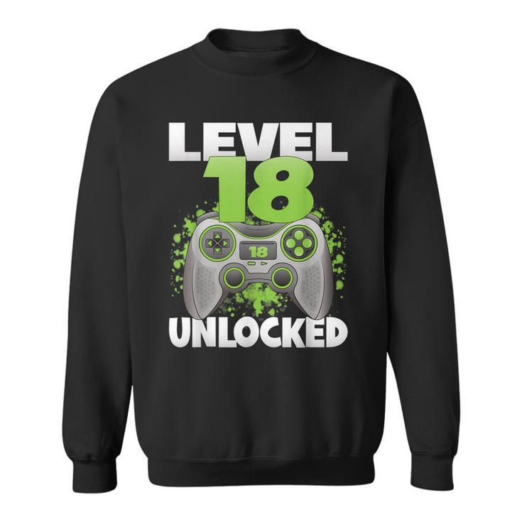 Level 18 Unlocked Video Gaming 18Th Birthday 2004 Gamer Game  Sweatshirt