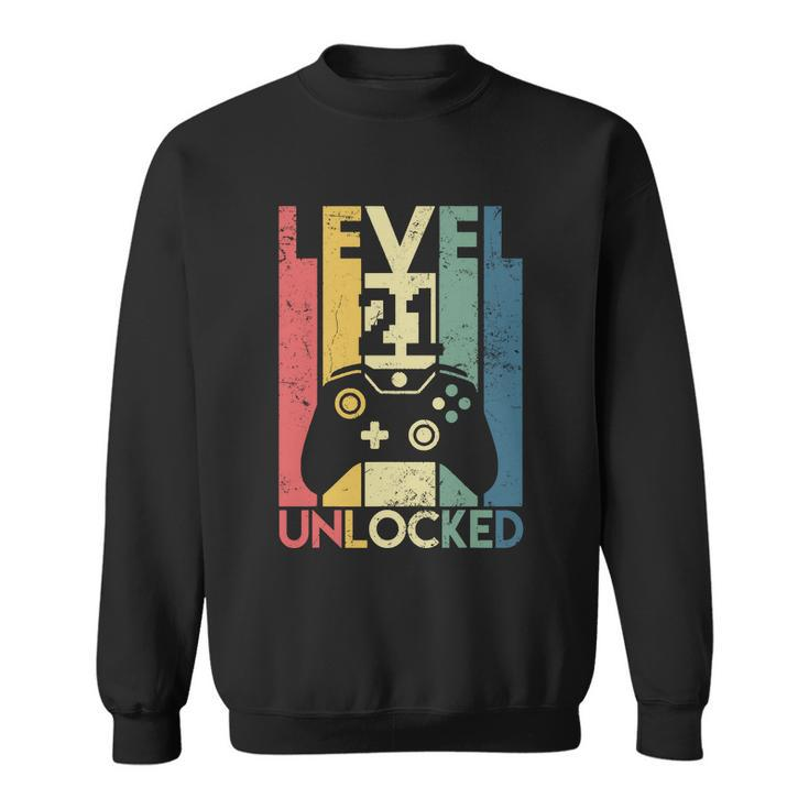 Level 21 Unlocked Shirt Funny Video Gamer 21St Birthday Gift Sweatshirt