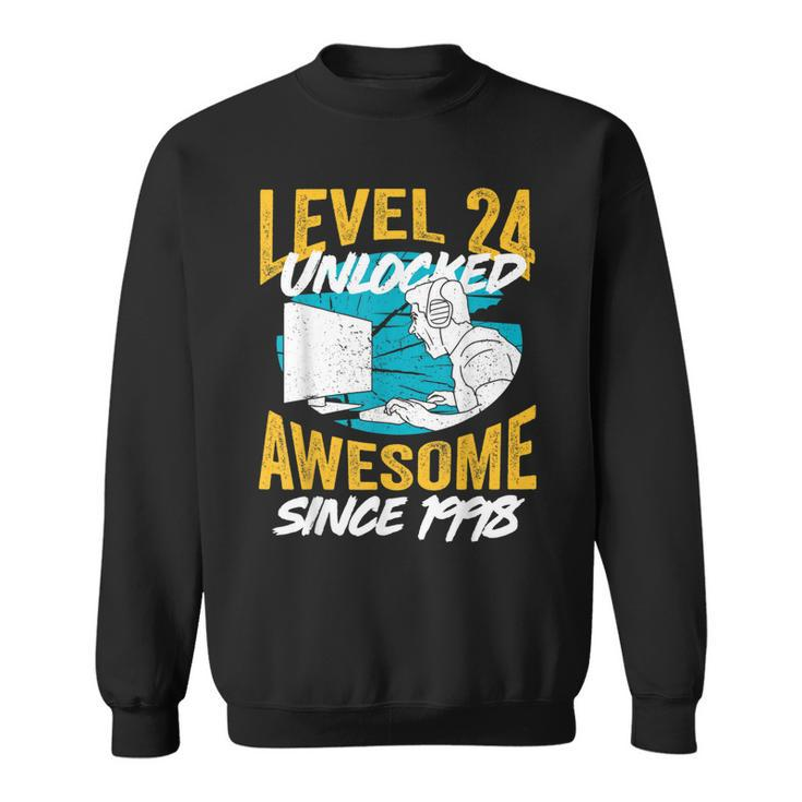 Level 24 Unlocked Awesome 1998 24Th Birthday Man Video Game  Sweatshirt
