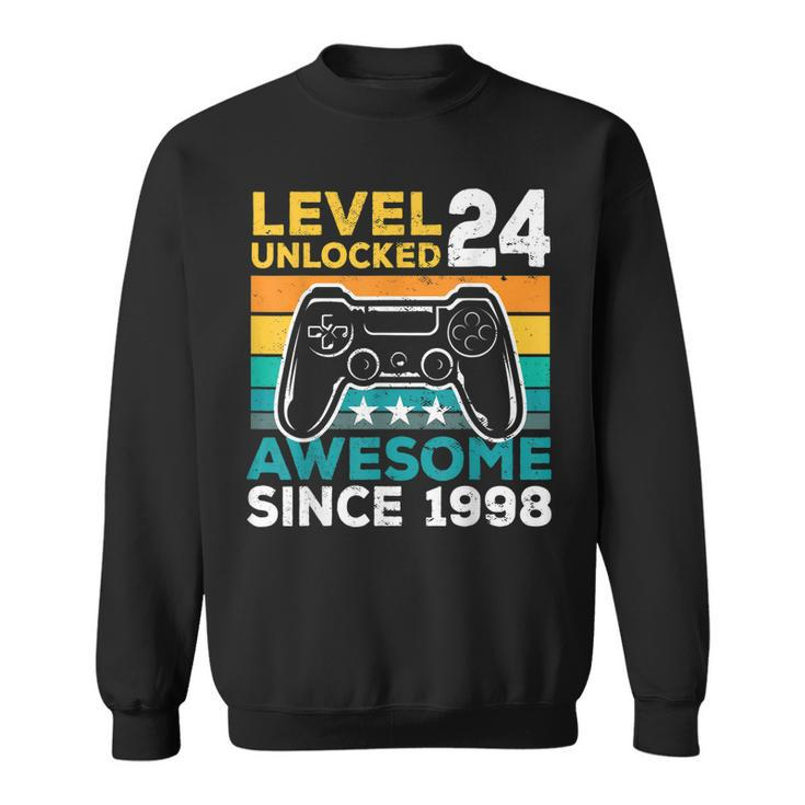 Level 24 Unlocked Awesome 1998 24Th Birthday Man Video Game  V2 Sweatshirt