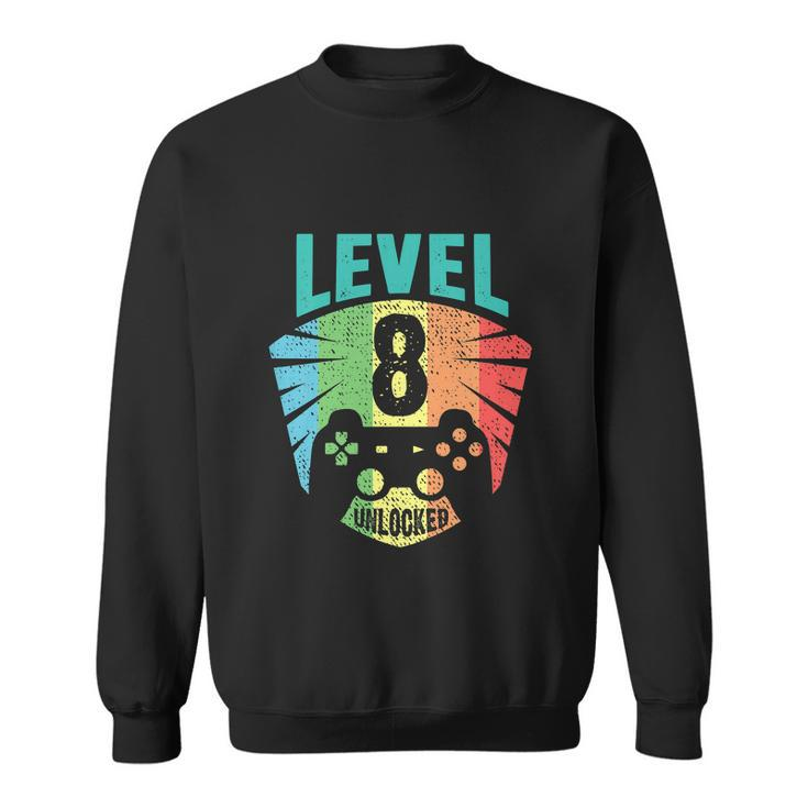 Level 8 Unlocked 8Th Birthday Boy Girl Gamer Level  Sweatshirt