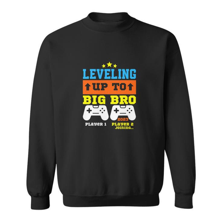 Leveling Up To Big Bro 2023 Pregnancy Announcement Funny Sweatshirt