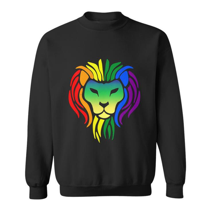 Lgbt Gay Pride Flag Proud Lion Lgbt Gay Pride Graphic Design Printed Casual Daily Basic Sweatshirt