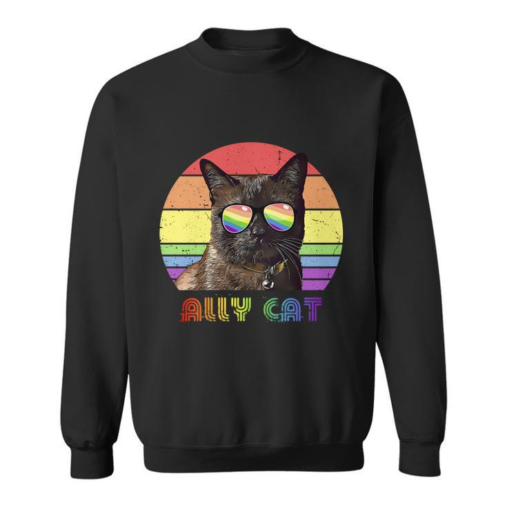 Lgbtq Ally Cat Rainbow Gay Pride Flag Lgbt Gift Sweatshirt