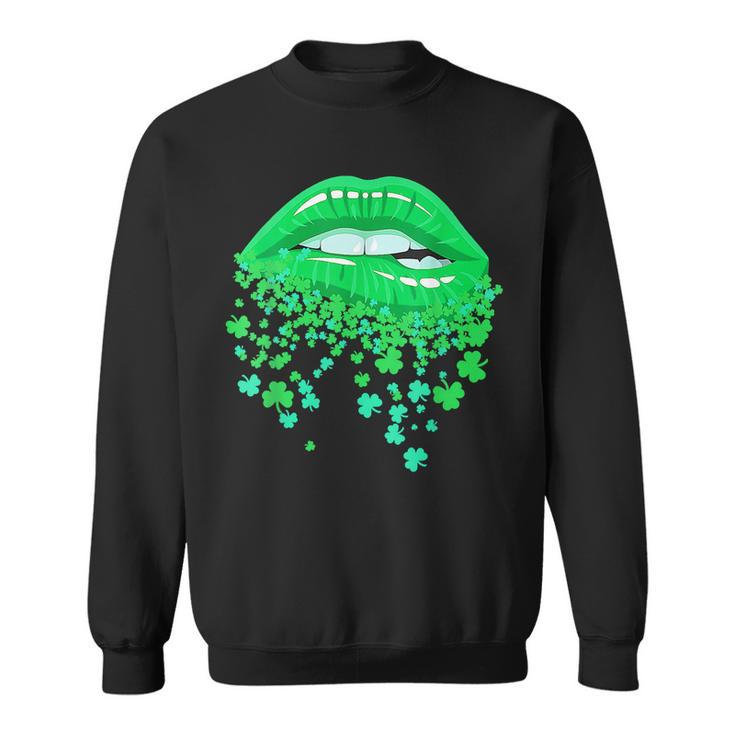 Lips Sexy Green Cool Irish Shamrock St Patricks Day  Men Women Sweatshirt Graphic Print Unisex