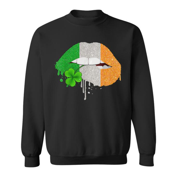 Lips Sexy Green Irish Leopard Flag Shamrock St Patricks Day  Men Women Sweatshirt Graphic Print Unisex
