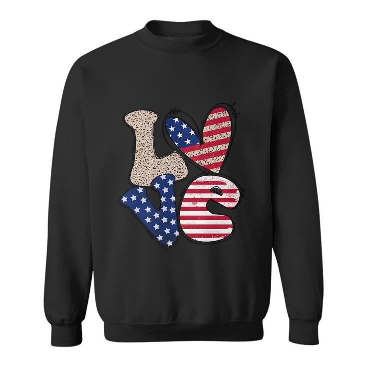 Love America Cute Funny 4Th Of July Independence Day Plus Size Graphic Sweatshirt