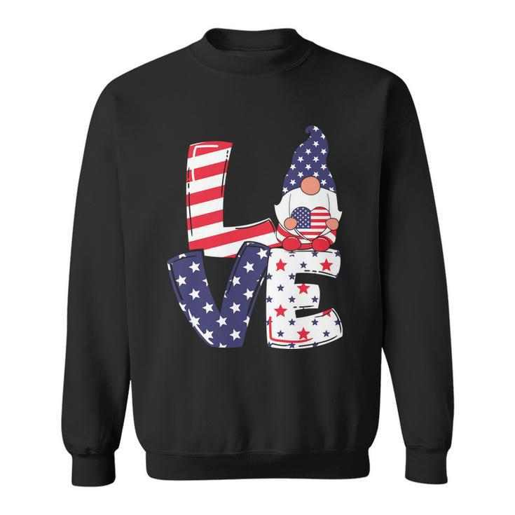 Love American Gnome 4Th Of July Independence Day Flag Graphic Plus Size Shirt Sweatshirt