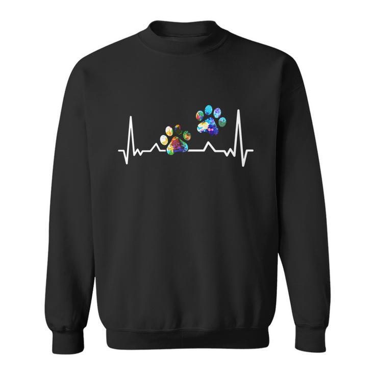 Love Animals Colorful Paw Heartbeat Gift Sweatshirt