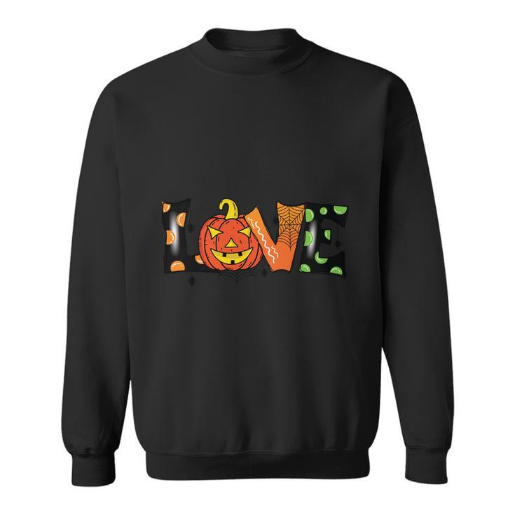 Love Halloween With Pumpkin Skull And Finished By Love Word Sweatshirt - Thegiftio