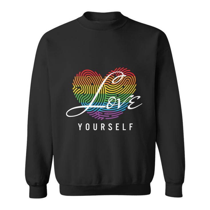 Love Yourself Rainbow Lgbt Fingerprint Pride Month Sweatshirt