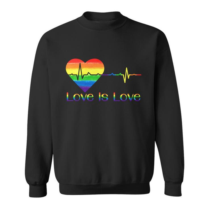 Lovely Lgbt Gay Pride Heartbeat Lesbian Gays Love Is Love Cool Gift Sweatshirt